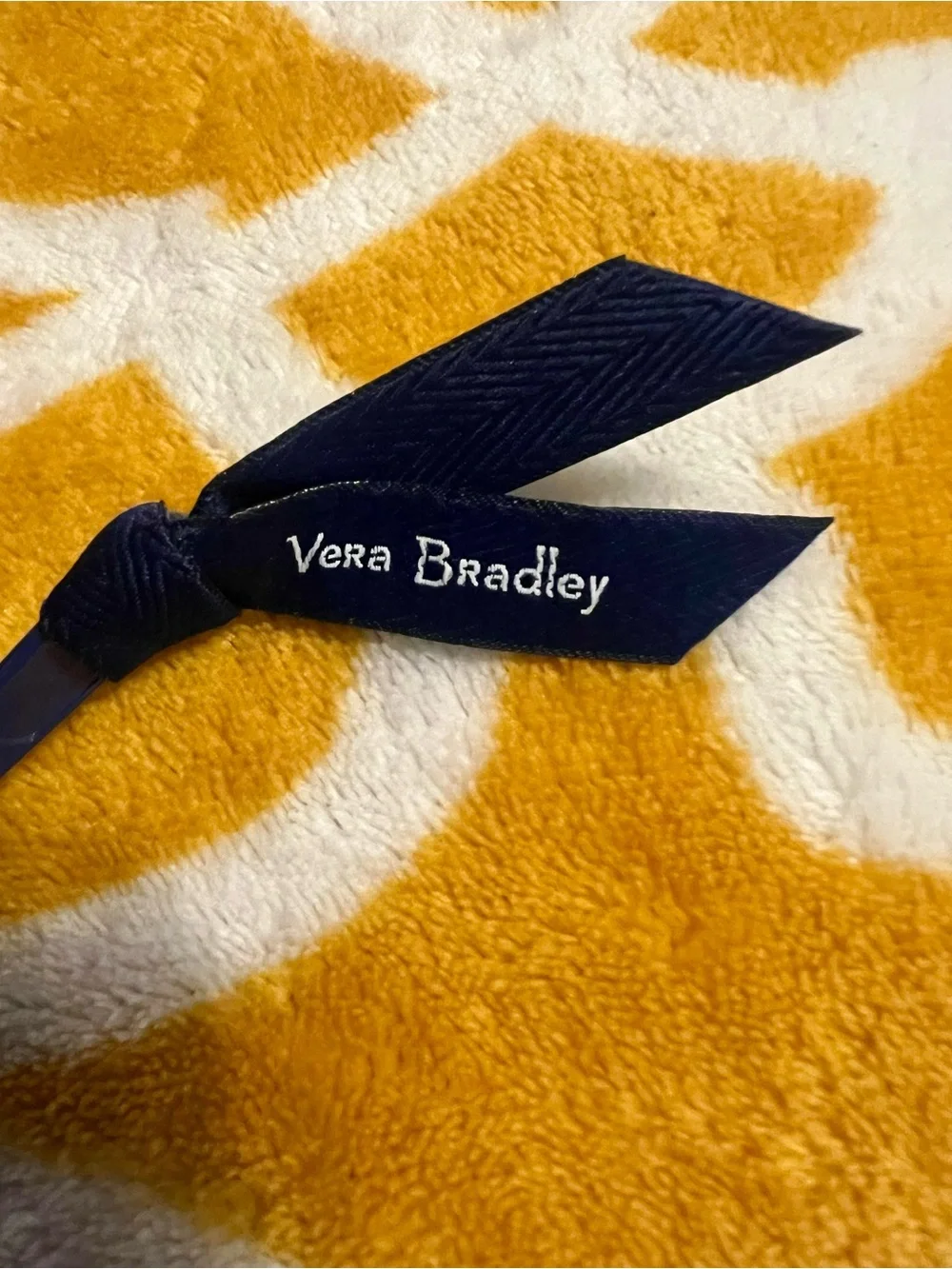 Vera Bradley Navy Ribbon Zip Pull